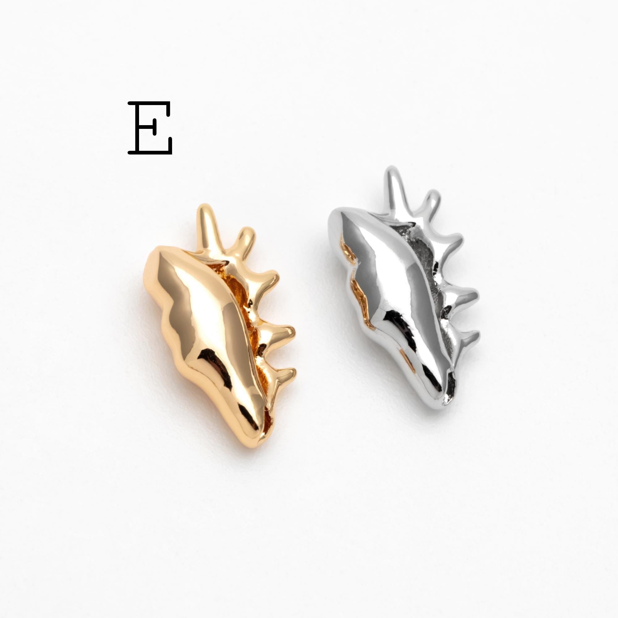 10pcs Gold/ Silver Tone Ocean Beads, 18K Gold/ Rhodium plated Brass, Beach Spacer Beads (GB-4470)